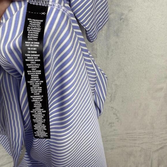 RLX Ralph Lauren Striped Golf Polo Shirt SzL Blue White Performance Stretch Tech - Picture 5 of 8